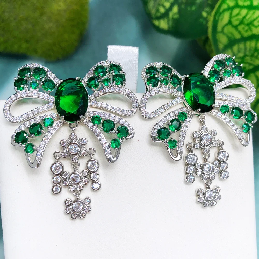 

Soramoore New Charm Spring Summer Bowknot Earrings For Women Wedding Cubic Zircon Crystal CZ Bridal Jewelry Gift High Quality