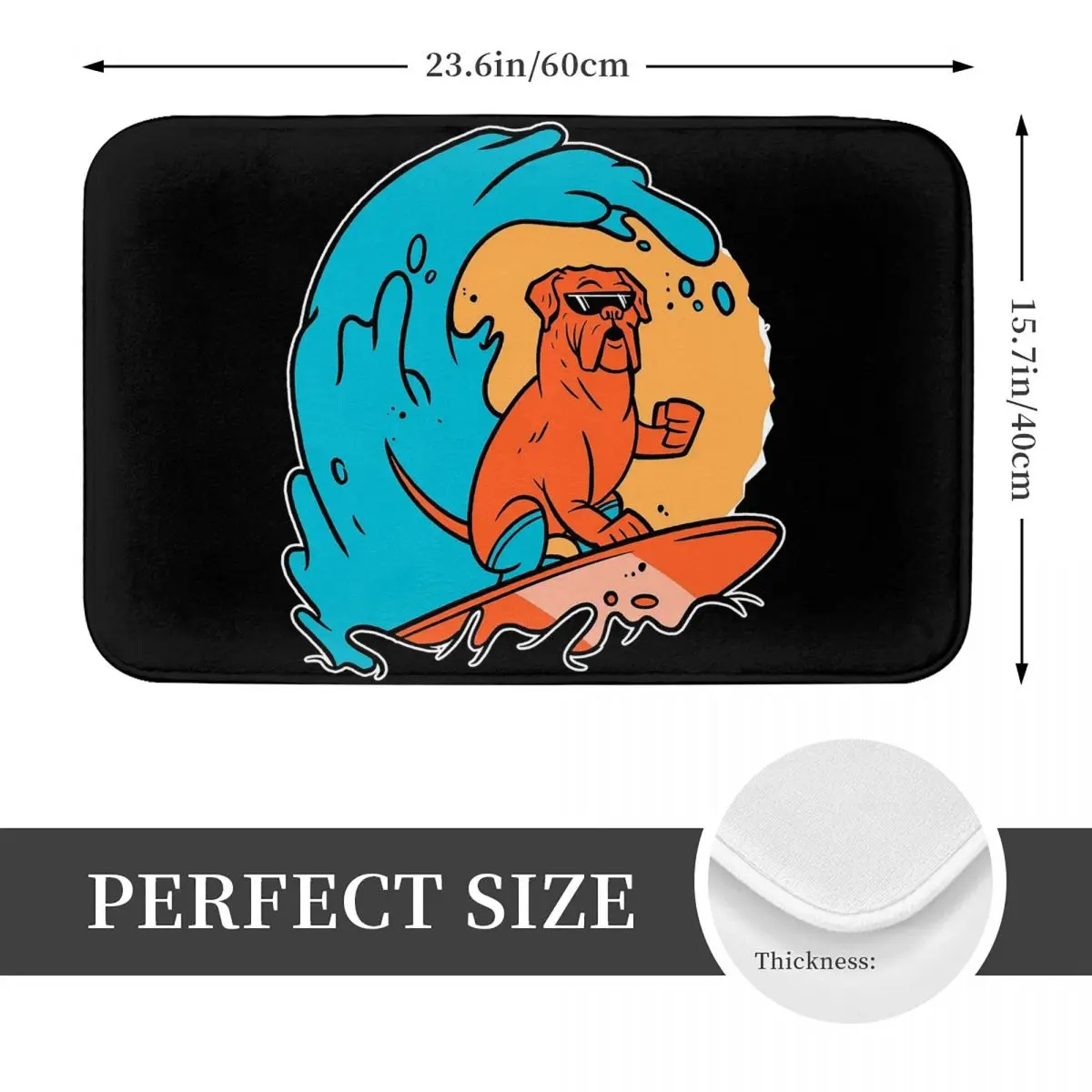 Dog Surfing Summer Funny Surf Lover Design Non-slip Doormat Floor Mat Carpet Rug for Kitchen Bathroom Living room Footpad Mats