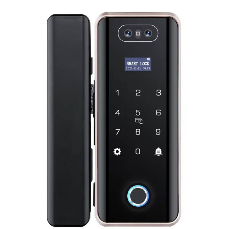 Fingerprint Wifi Electronic Glass Door Lock Control Alarm Access Control System Door Lock With App 3d Face Camera Unlock