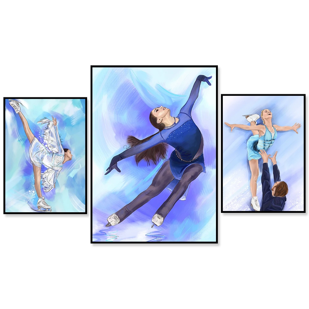 Figure skating roller skating poster, skating photo decoration picture idol wall art canvas painting living room home decor gift