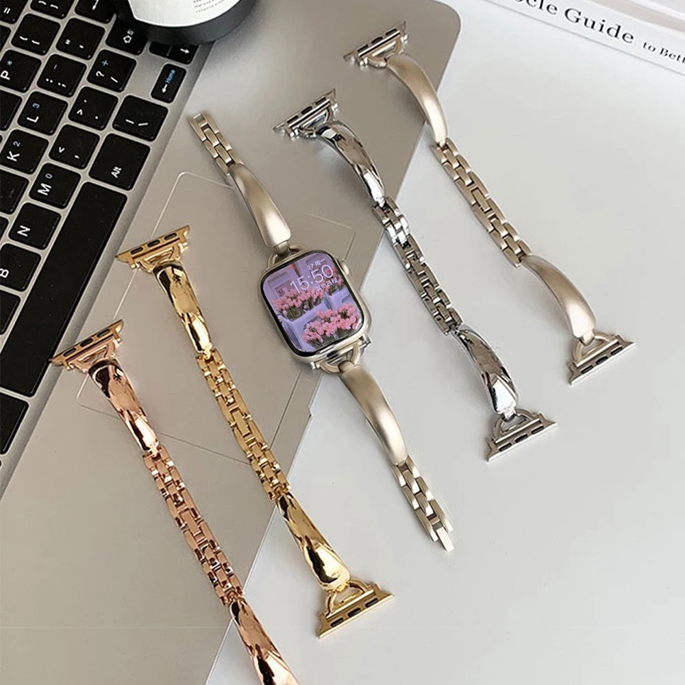 Band For Apple Watch Ultra 10 9 8 7 6 SE 5 Metal Straps For IWatch Series 46mm 41 49mm 40 38 42mm 44 45 Women Bracelet