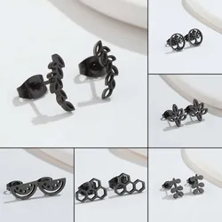 Shuangshuo Vintage Bohemia Leaf Branch Earrings Black Leaf Tree Earings Stainless Steel Jewelry for Women Studs 2024 New Arrival