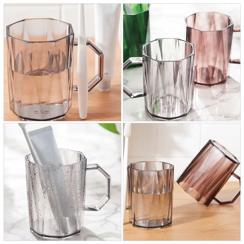 

2pcs Toothbrush Set Plastic Water Cup Household Wash Cup Bathroom Accessory R om Color Smooth Storage Mug