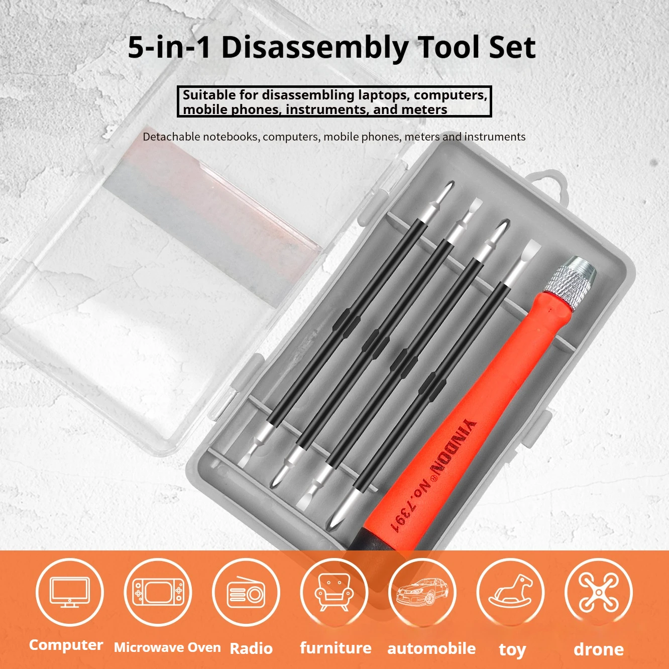 8‑in‑1 Screwdriver Set, Super‑Hard Precision Bits, Phillips & Flat, Disassembly Tool for Phones, Clocks and Eyeglass Frames