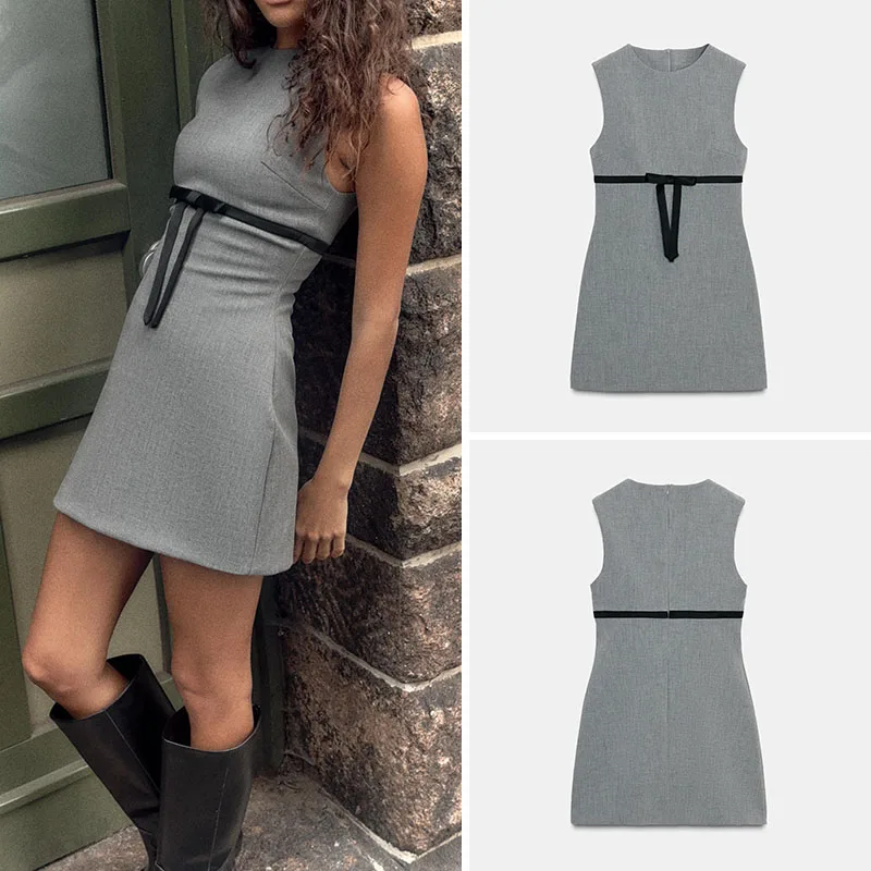 

Casual Silk Satin ort Dr Women's Autumn New Knot Decorated Dr Young Women's Faion Stage Costume