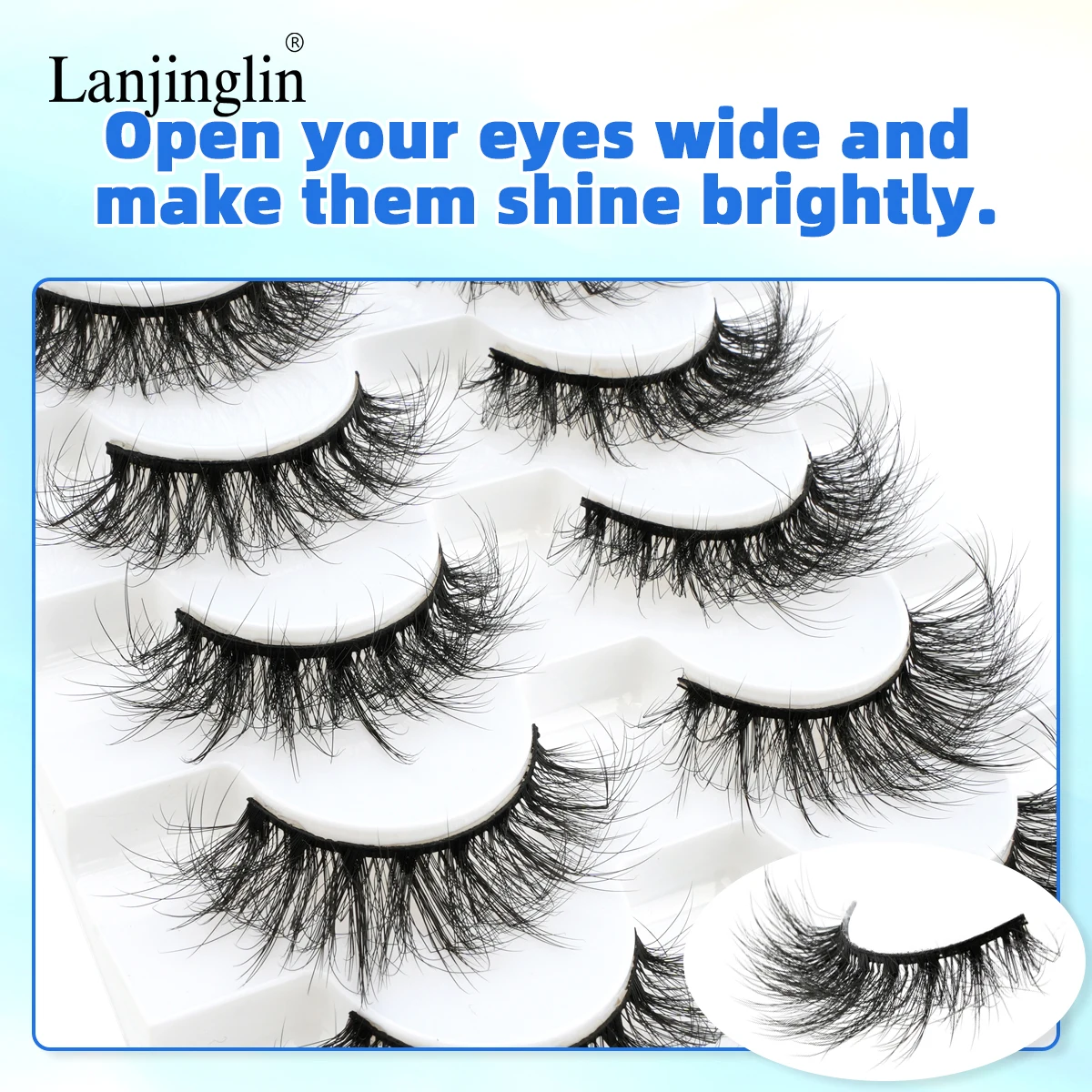 Lanjinglin 3/7 Pairs Natural Long False Eyelashes Dramatic Soft Fluffy 3D Mink Lashes Wispy Mink Eye Lashes Thick Cils ﻿