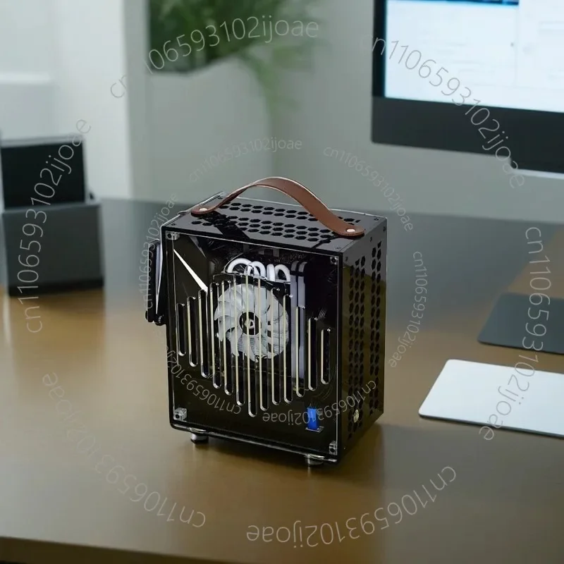 Mini Portable A4 Portable 1U Power Supply Mini Single Display Fully Transparent Side Transparent Small Main Case