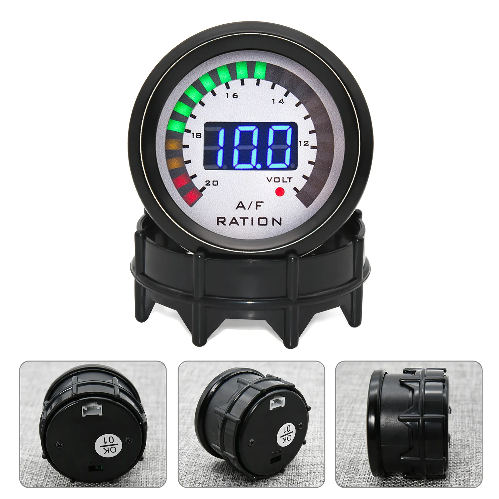 2 "52mm LED Digital Display Luft-kraftstoff Verhältnis Gauge Geräuchertes Gesicht AFR Volt Meter Automotive Voltmeter mit Pfeilband Sauerstoff Sensor 12V – Detail 15