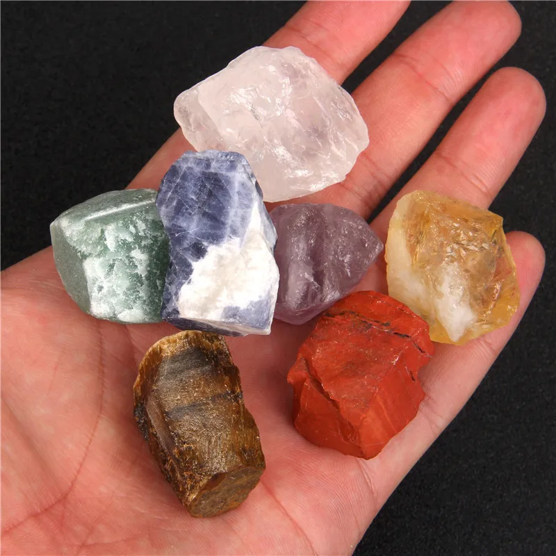 7pcs/Set Natural 7 Chakra Tumbled Stone Ornament 20-30mm Irregular Rock Mineral Crystal Healing Meditation For Feng Shui Decor