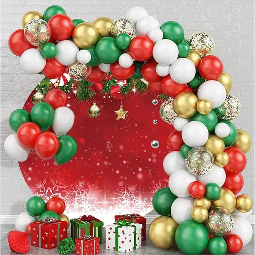 Christmas Round Backdrop Cover Santa Claus Glitter Spots Snowflake Xmas Family Party Circle Photography Background Photostudio