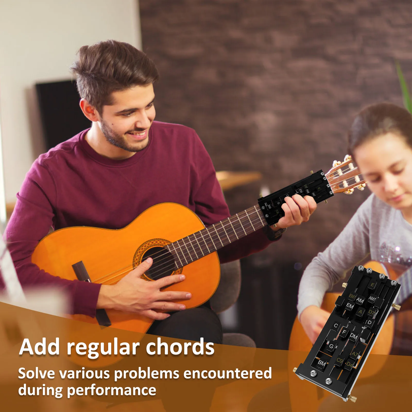 Guitar Chord Presser Portable Guitar Aid Chords Trainer One Touch Chord Learning System Guitar Chord Helper Guitar Learning Aid