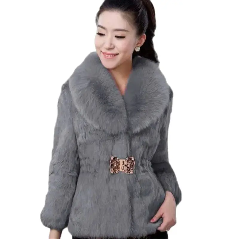 Herbst Winter kurze Kunst pelz Mantel Frauen 2024 neue lose Mode Faux Fox Mao Kragen Jacke reine Farbe V-Ausschnitt Oberbekleidung weiblich