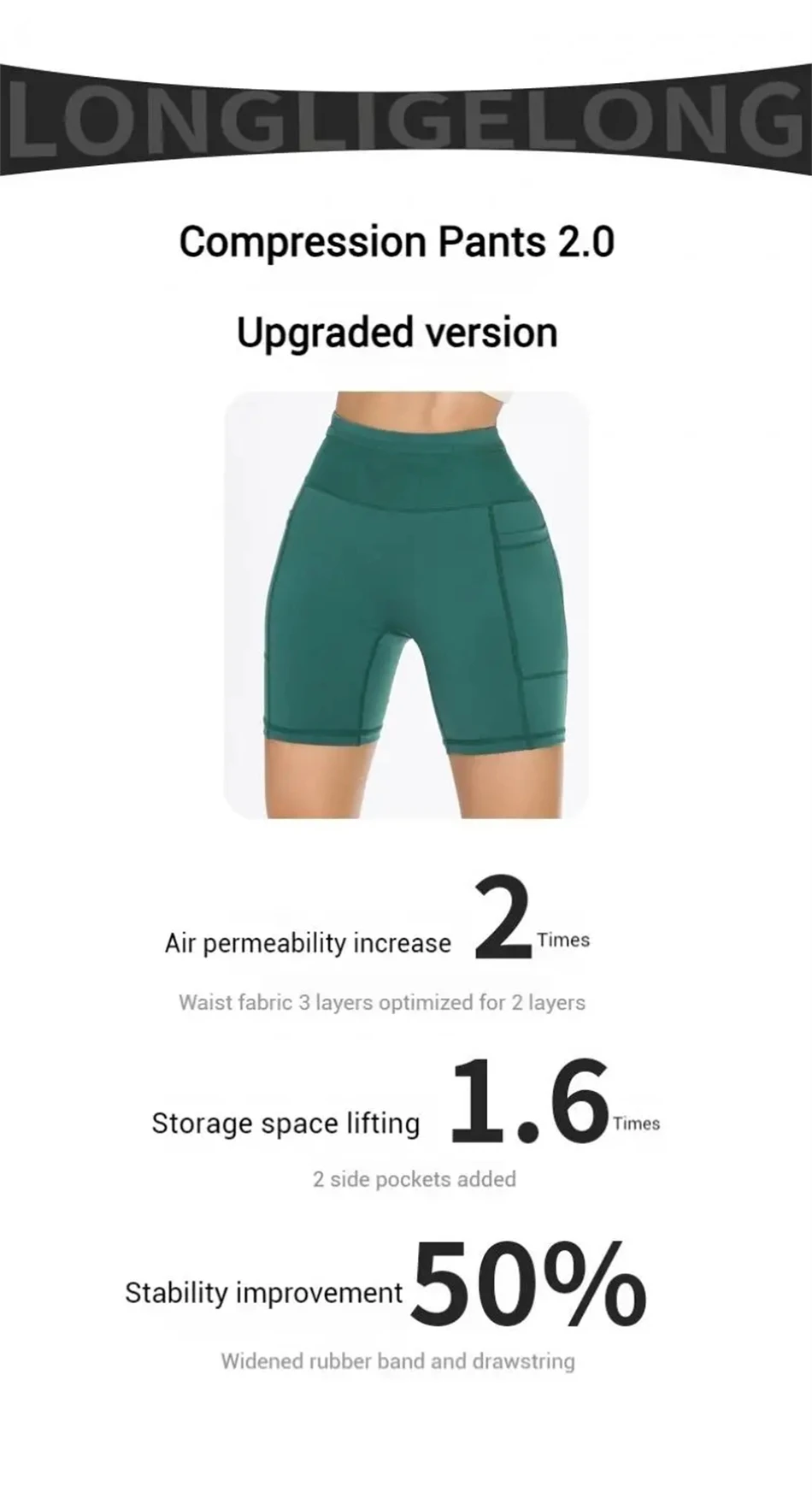 Schnell trocknende Marathon-Laufshorts für Damen mit Hüfttasche, Kompressions-Radlerhose, Jogging-, Yoga-, Fitness- und Outdoor-Sportshorts – Detail 5