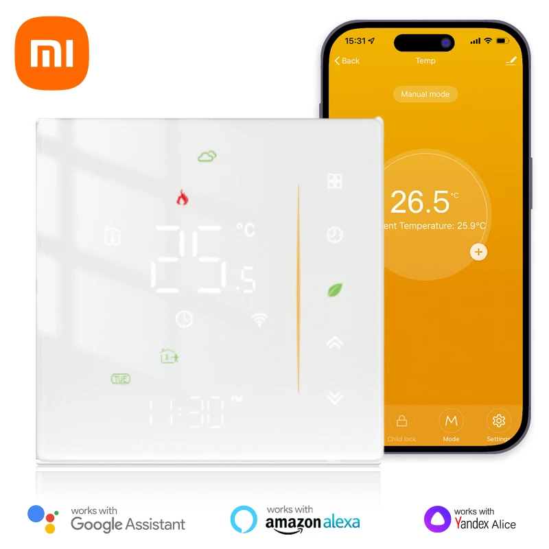 Termostato de calefacción de suelo eléctrico, Control de temperatura de caldera de Gas de agua, WiFi, aplicación inteligente, voz Alexa