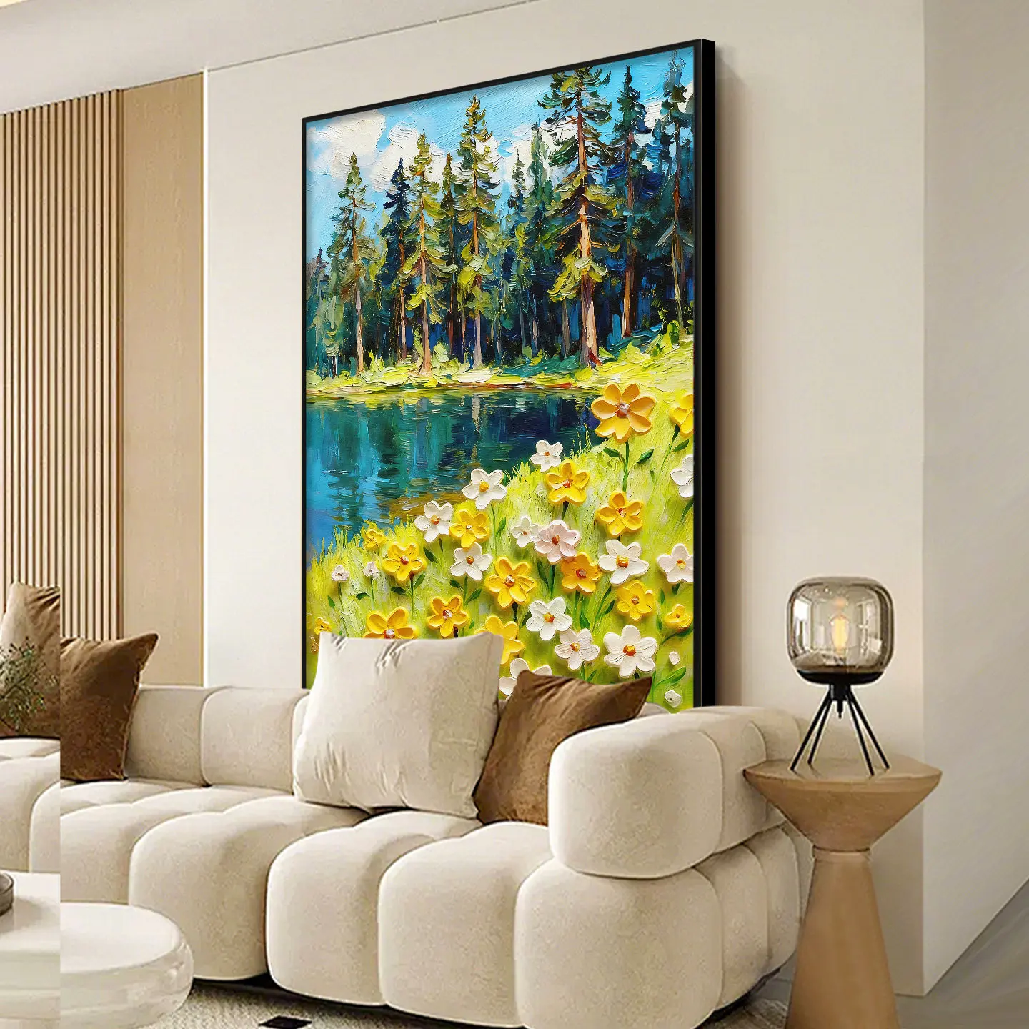 Hand-painted texture oil painting cream wind waves living room decorative painting handmade three-dimensional landscape