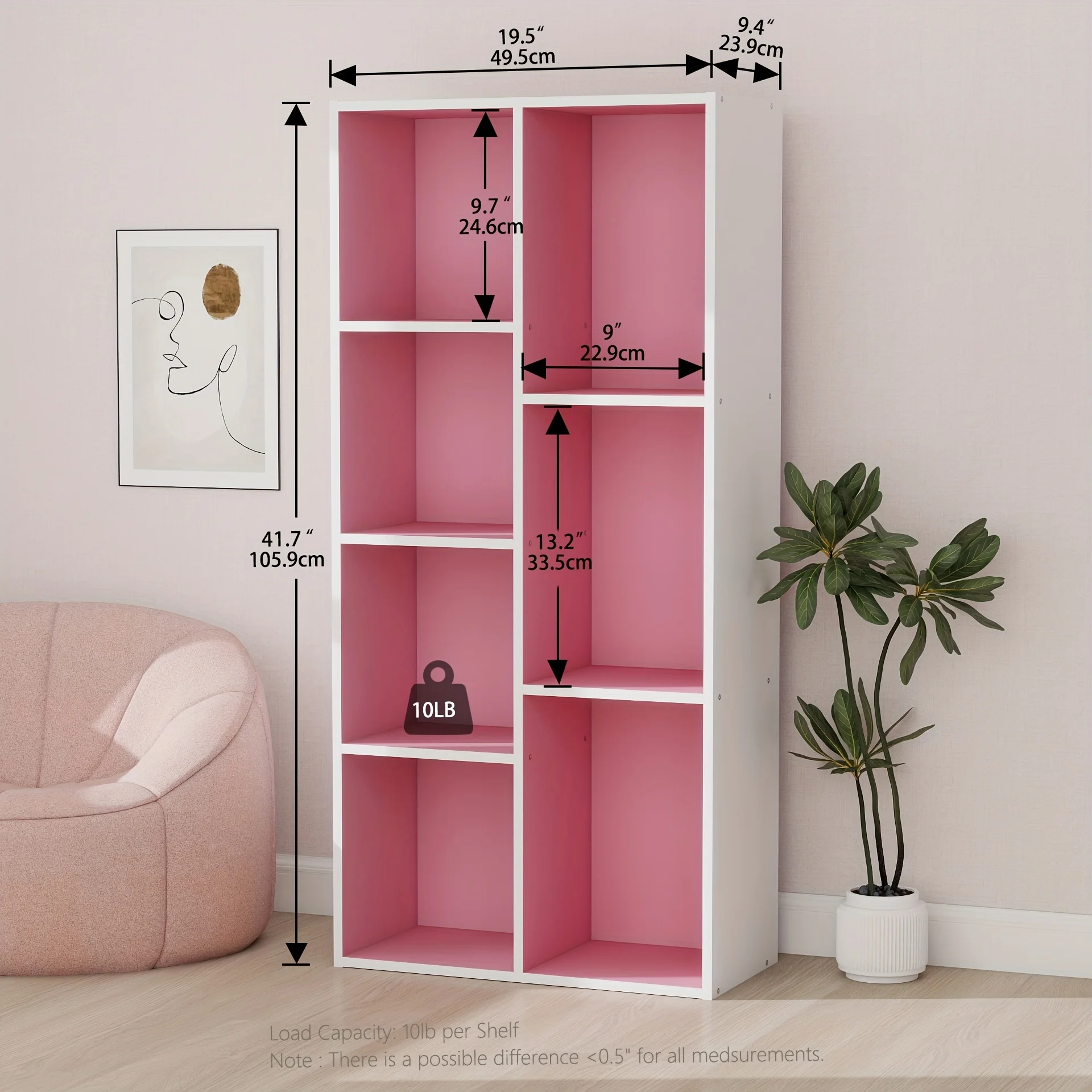 

7-Cube Reversible Open Shelf Wooden Office Bookshelf Ideal