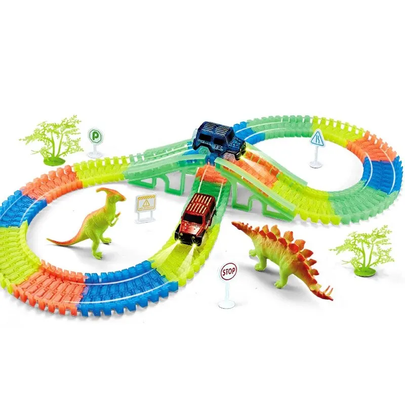 

Рождественский подарок с коробкой для мальчиков Светящийся динозавр Diy Трек в сборе Маленькая машина Emit Light Mountain Road Rail Детская игрушка-головоломка