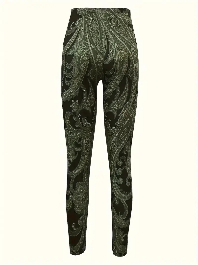Women's Spring and Autumn Fashionable Floral Print Elegant Casual Leggings