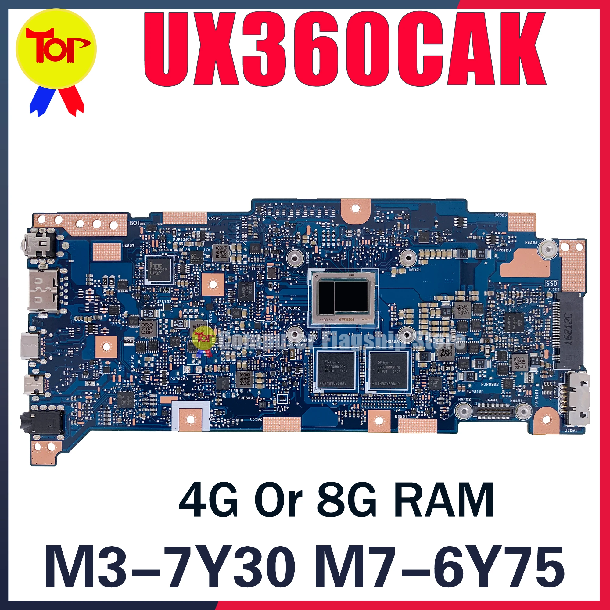 UX360C Laptop Motherboard For ASUS ZenBook Flip UX360CA UX360CAK UX360 M3-6Y30 M3-7Y30 I5-7Y54 M7-6Y75 4G Or 8G Mainboard