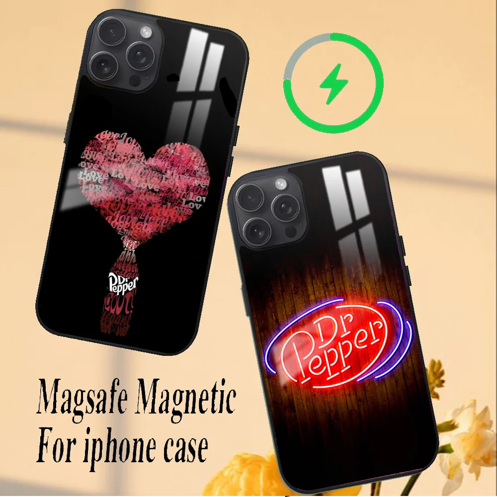 Cherry Drink D-Dr-P-Pepper Phone Case For iPhone 16 15 14 13 12 11 PRO MAX PLUS Mini Magnetic wireless mirror