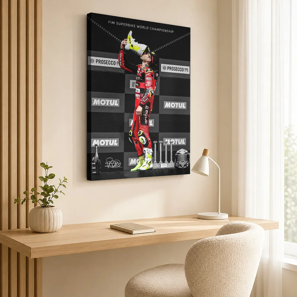 Alvaro Bautista Victory Canvas Print Poster Bold Action Design Wall Art With Customized Photo For Racing Studio Ideal Rider Gift