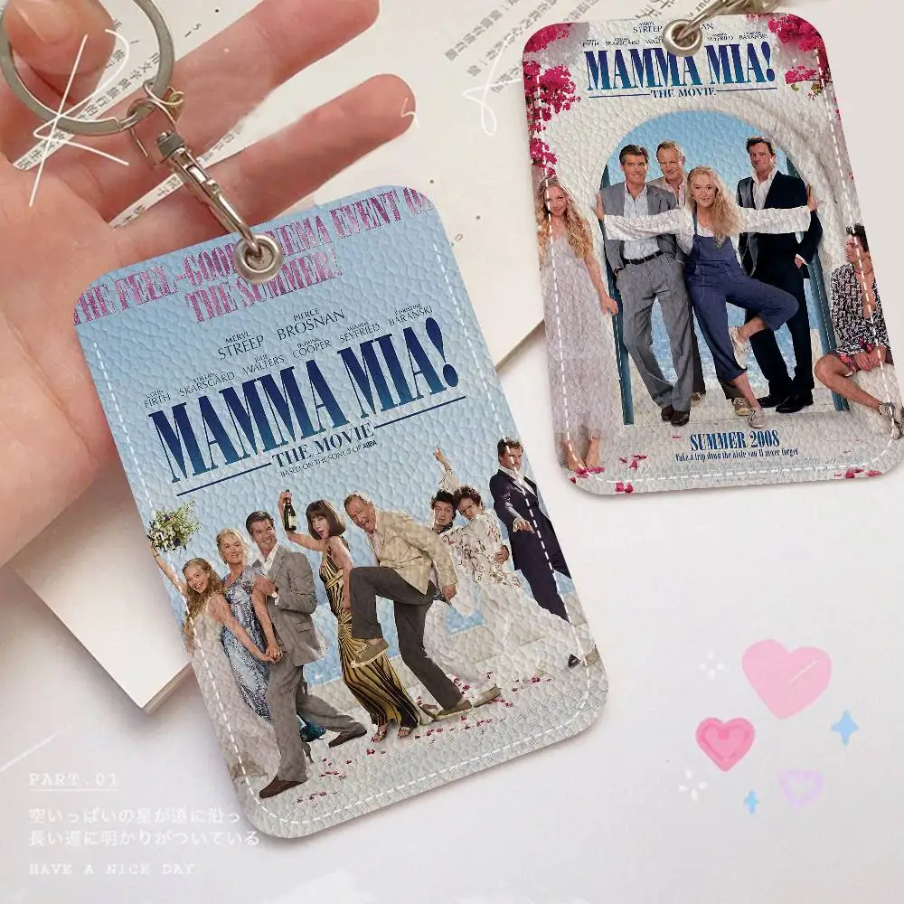 Classic Movie M-Mamma M-Mia PU Soft Leather Rectangular Key Card Holder Induction Elevator Protection Cover Youth Faion Accory