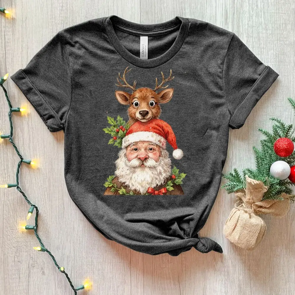 6-Piece Santa Claus & Adorable Reindeer Heat Transfer Vinyl Stickers – Ideal for personalizing clothing, bags, pillows & more.