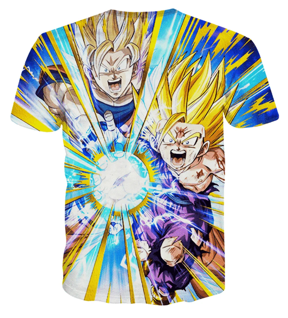 Japanisches Anime Dragon Ball Z Sommer 3D-gedrucktes Teen Gohan Super Saiyan 3 Cooles T-Shirt für Kinder und Erwachsene Cosplay O-Neck Tops Kleidung