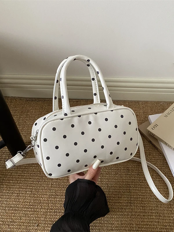 Korean Style Large Capacity Polka Dot Summer Handbag Fashionable Shoulder Crossbody Bag for Young Women Casual Simple Style
