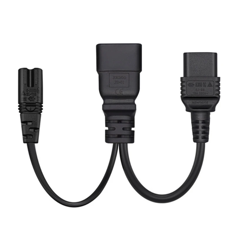 IEC320 C20 to IEC320 C7+C19 Power Cord 1 in 2 Out Y-splitter Adapter Line Wire Dropship