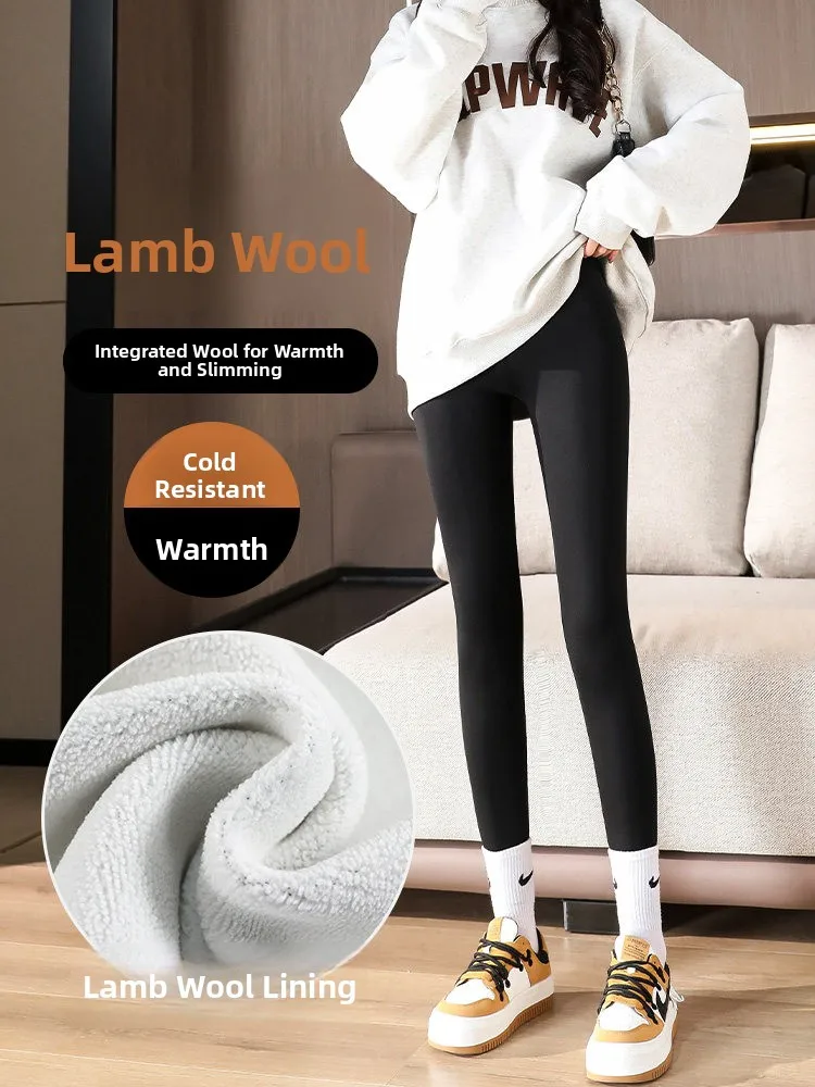 

Брюки для йоги Thiened с высокой талией, женские зимние верхние брюки из ковчьей кожи, утягивающие бархатные леггинсы без пышных ягненка