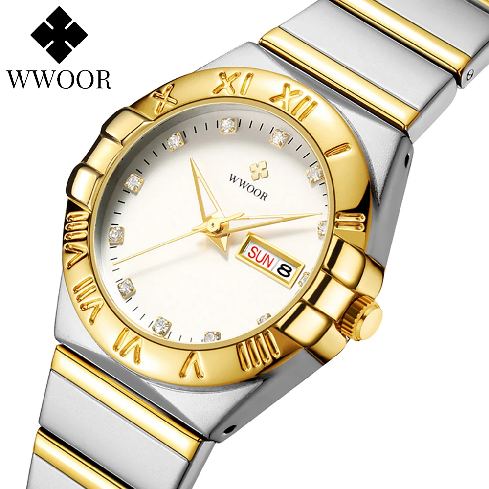 WWOOR Fashion Elegant Watch For Women Diamonds Small Watch Dress Luxury Ladies Quartz Wristwatches Female Clock Relogio Feminino