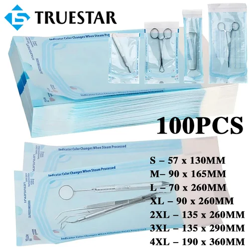 Bolsas de esterilización autoselladas, bolsas desechables de 7 tamaños para desinfección de uñas, bolsa de almacenamiento de herramientas dentales para tatuajes, 100 Uds.