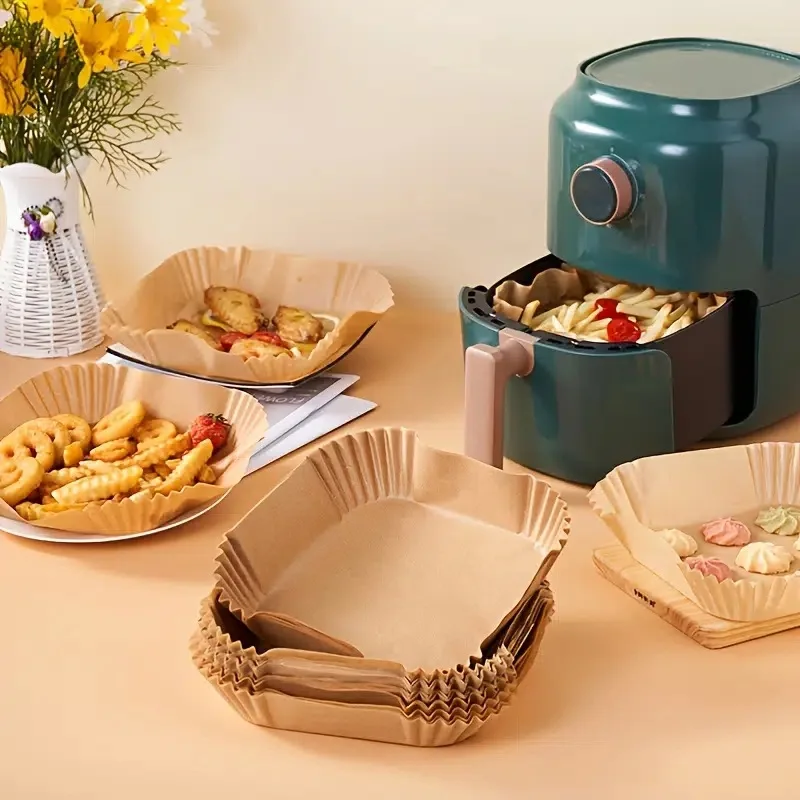 50–300 Stück Air Fryer Backpapier für quadratische Ofenform 16/20/22/23/24 cm XXL AirFryer ölbeständige Einweg-Papiereinlage – Detail 2