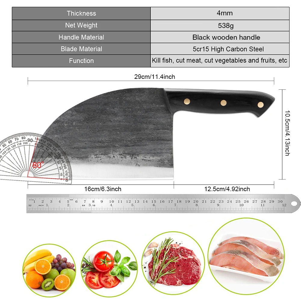 XITUO Chinese Chef\'s Knife Cleaver Hard and Sharp Wide Blade Humerus Cut Meat Sliced Fish Fillets Slaughter with Full Handle NEW