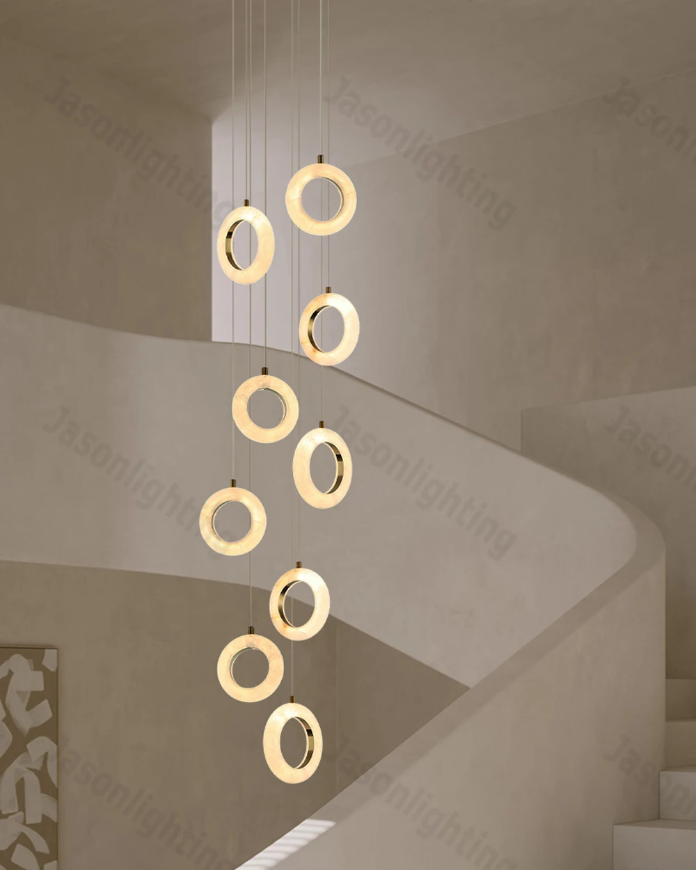 LED Postmodern Natural Marble Circle Chandelier