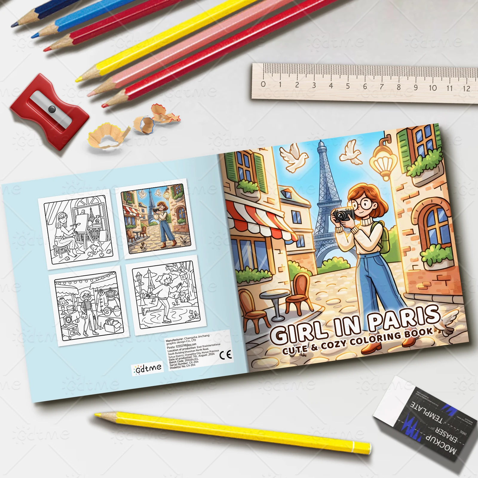 GIRL IN PARIS Bold-easy Patterns Coloring Book for Adults Cute Drawing Book Perfect Gift for Party and Birthday ﻿ image 3