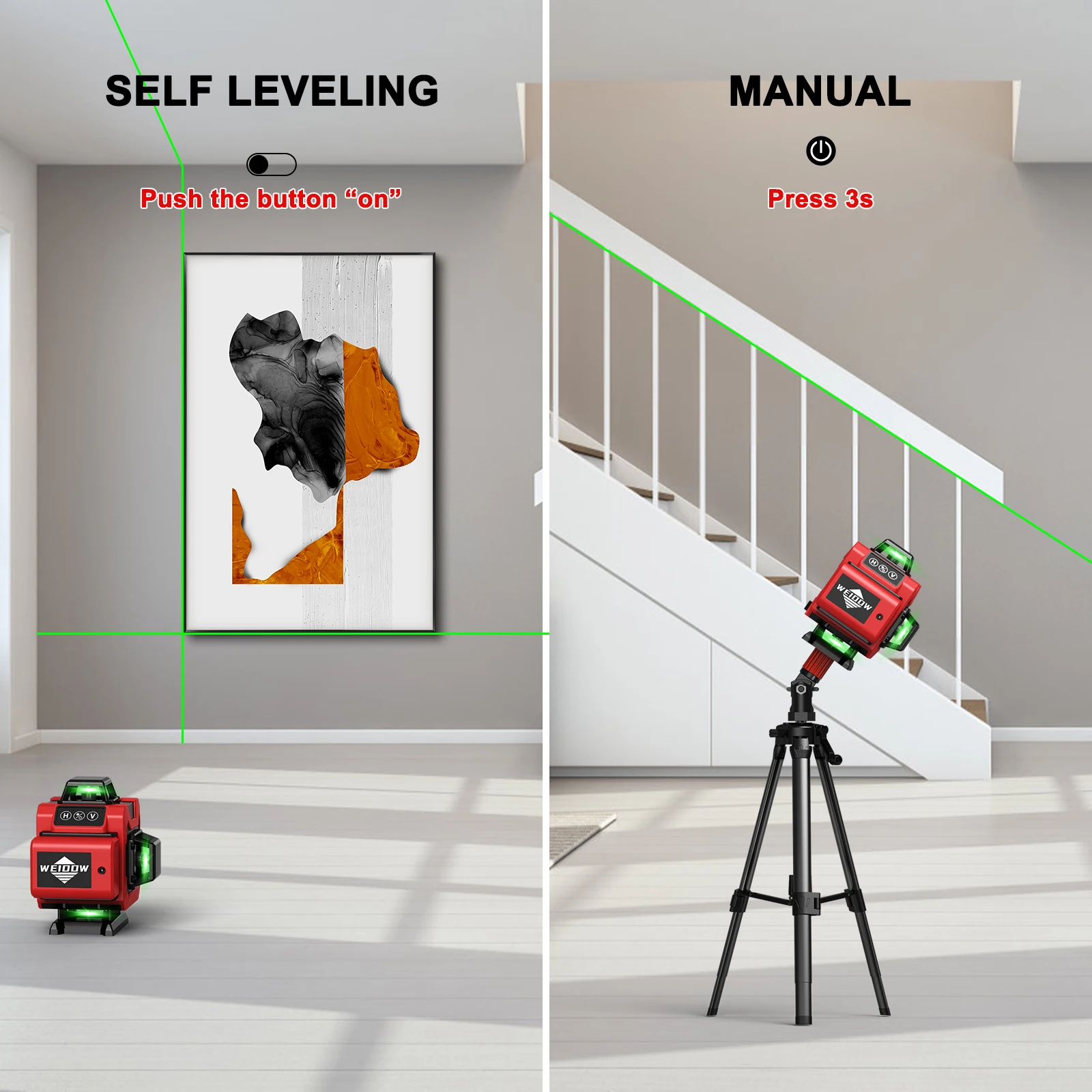 LFINE 4D 16 Lines Laser Level with Tripod and Suitcase Horizontal And Vertical Professional 360°Self-leveling Laser Levels Tool