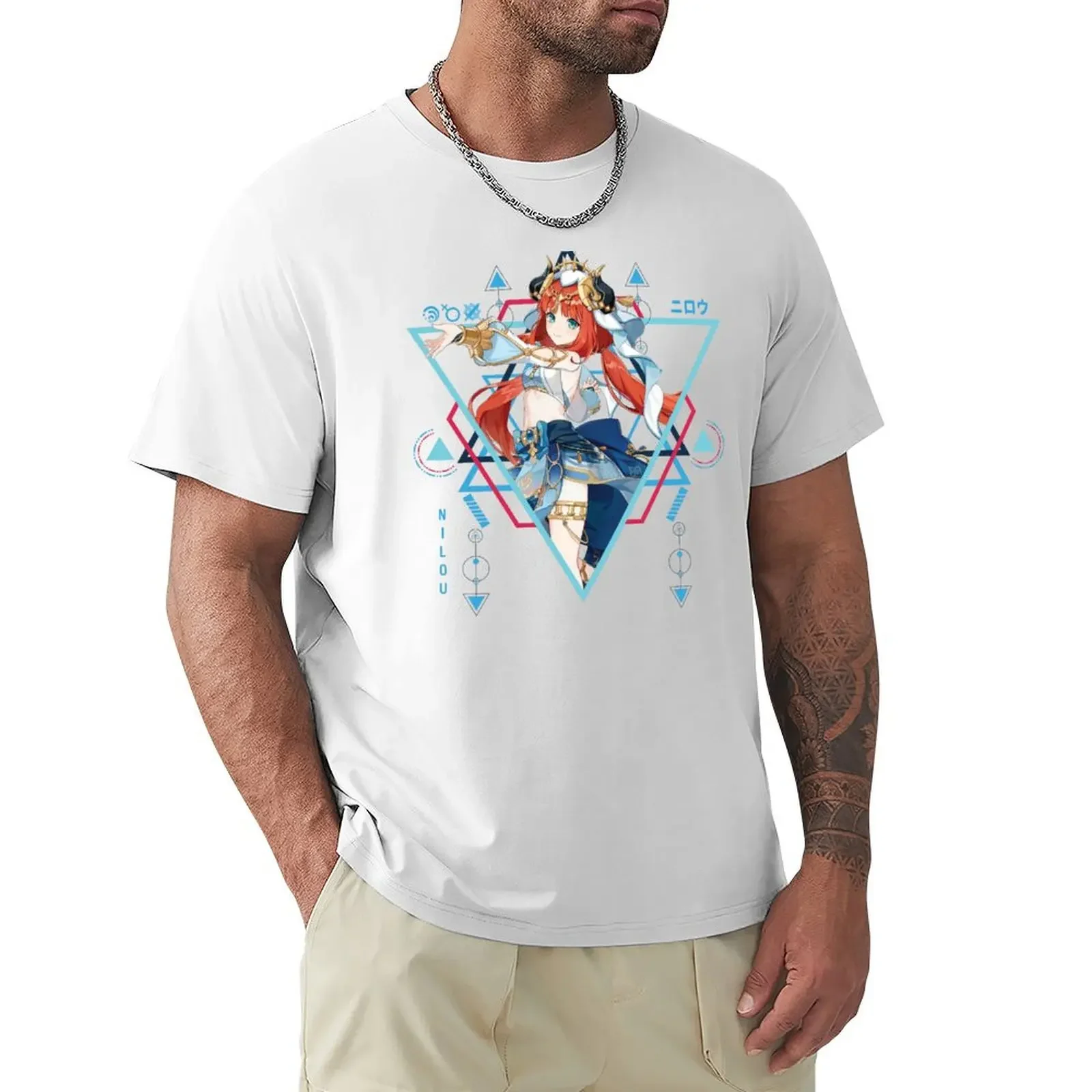 Nilou Genshin Impact Tshirt customs tops tees fitted t shirts for men manga vintage anime clothes oversized t shirt men clothing