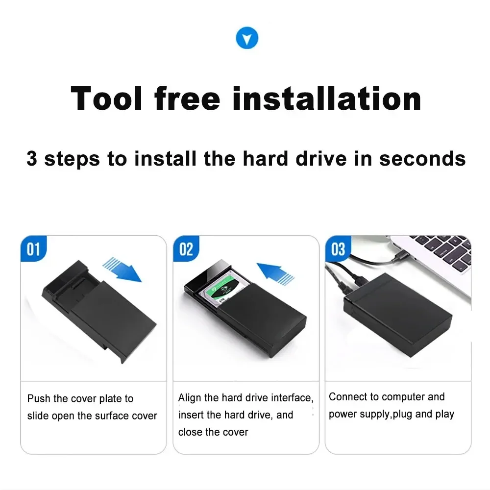 2.5/3.5 بوصة HDD حافظة SATA إلى USB 3.0 محول SSD محرك الأقراص الصلبة الخارجي مروحة التبريد 450Mb/s 22TB HDD حافظة للكمبيوتر المحمول