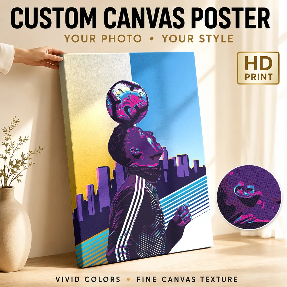Kobbie Mainoo Soccer Tribute Canvas Print Poster Modern Style Canvas Wall Art With Customized Photo For Home Gym Ideal Fan Gift
