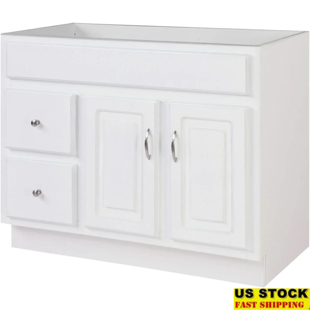 Solid Wood Bathroom Vanity Cabinet Assembly Ample Storage 2 Drawers 2 Doors Moisture Resistant Classic Design Easy Clean Flush