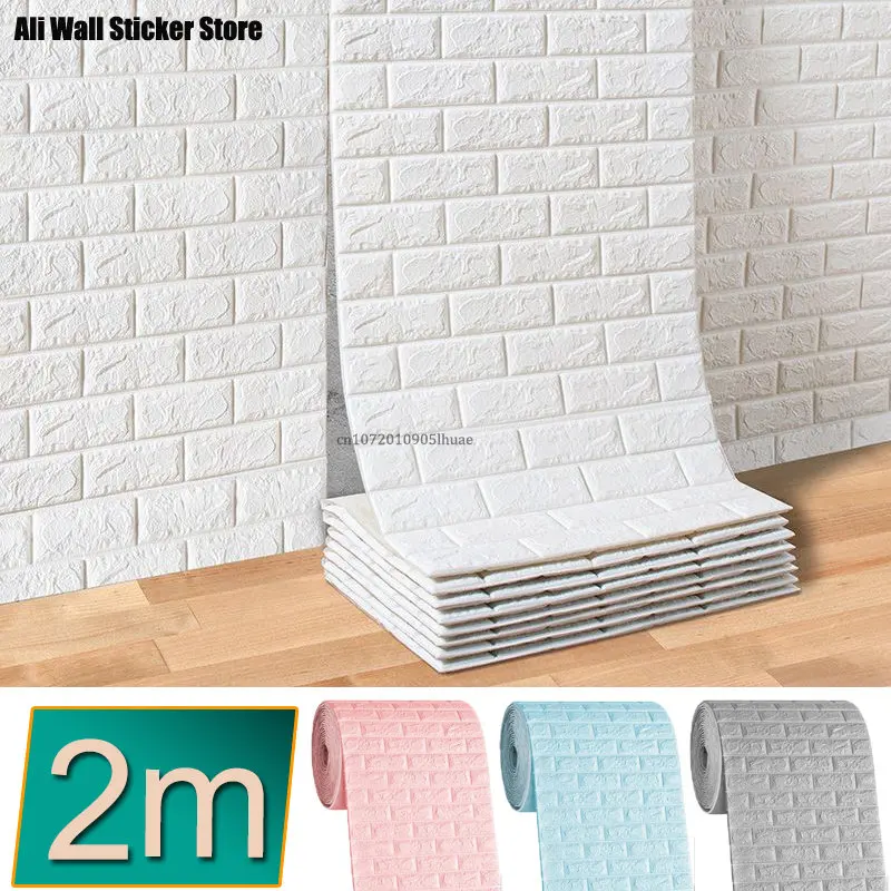 

70cm*2m Long 3D Brick Wall Stickers DIY Decor Self-Adhesive Waterproof Wallpaper For Kids Room Bedroom Kitchen Home Wall Decor