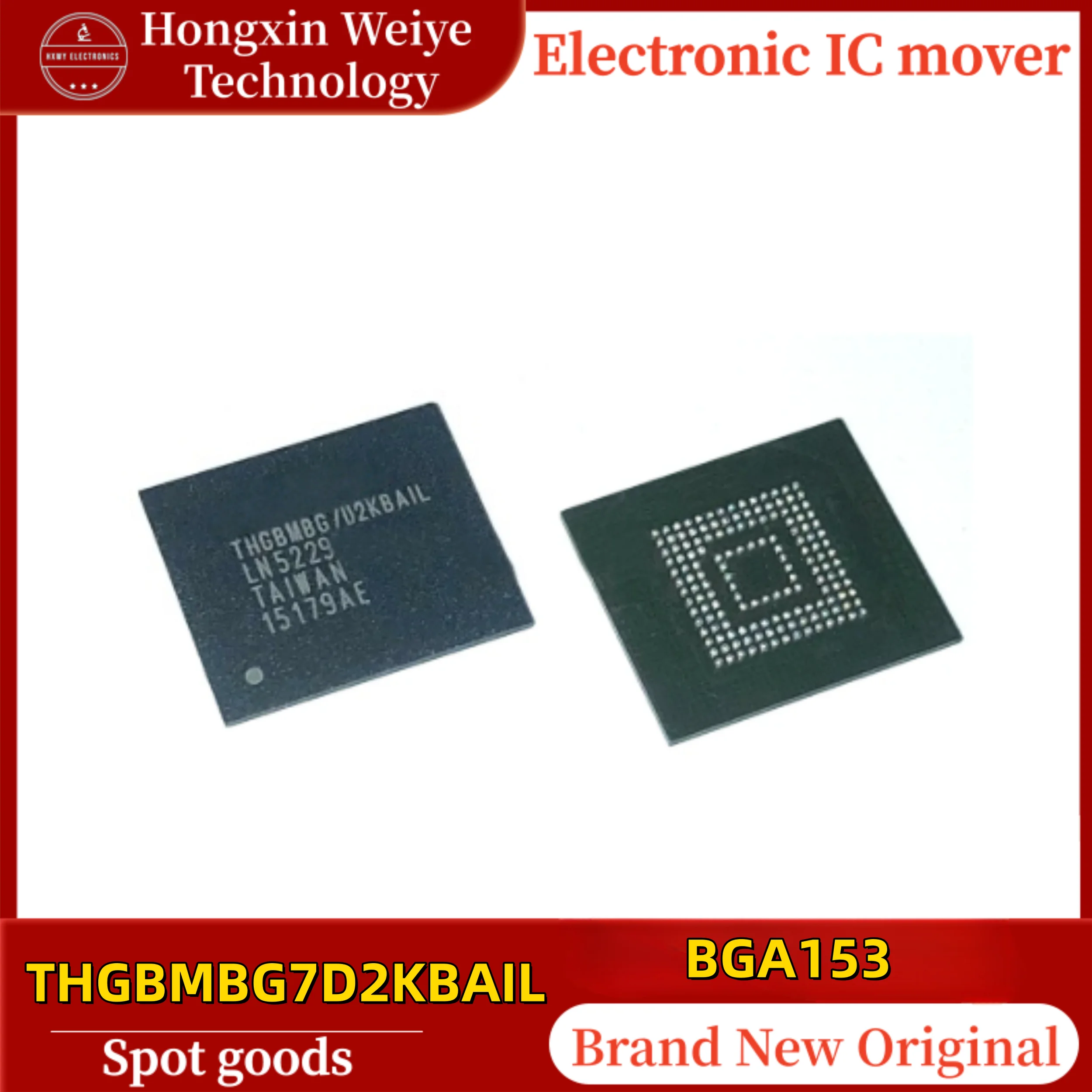 

(1/5 pieces) THGBMBG7D2KBAIL BGA153 16GB eMMC 5.0 Flash Memory IC Chip Original Brand New In Stock Fast Shipping