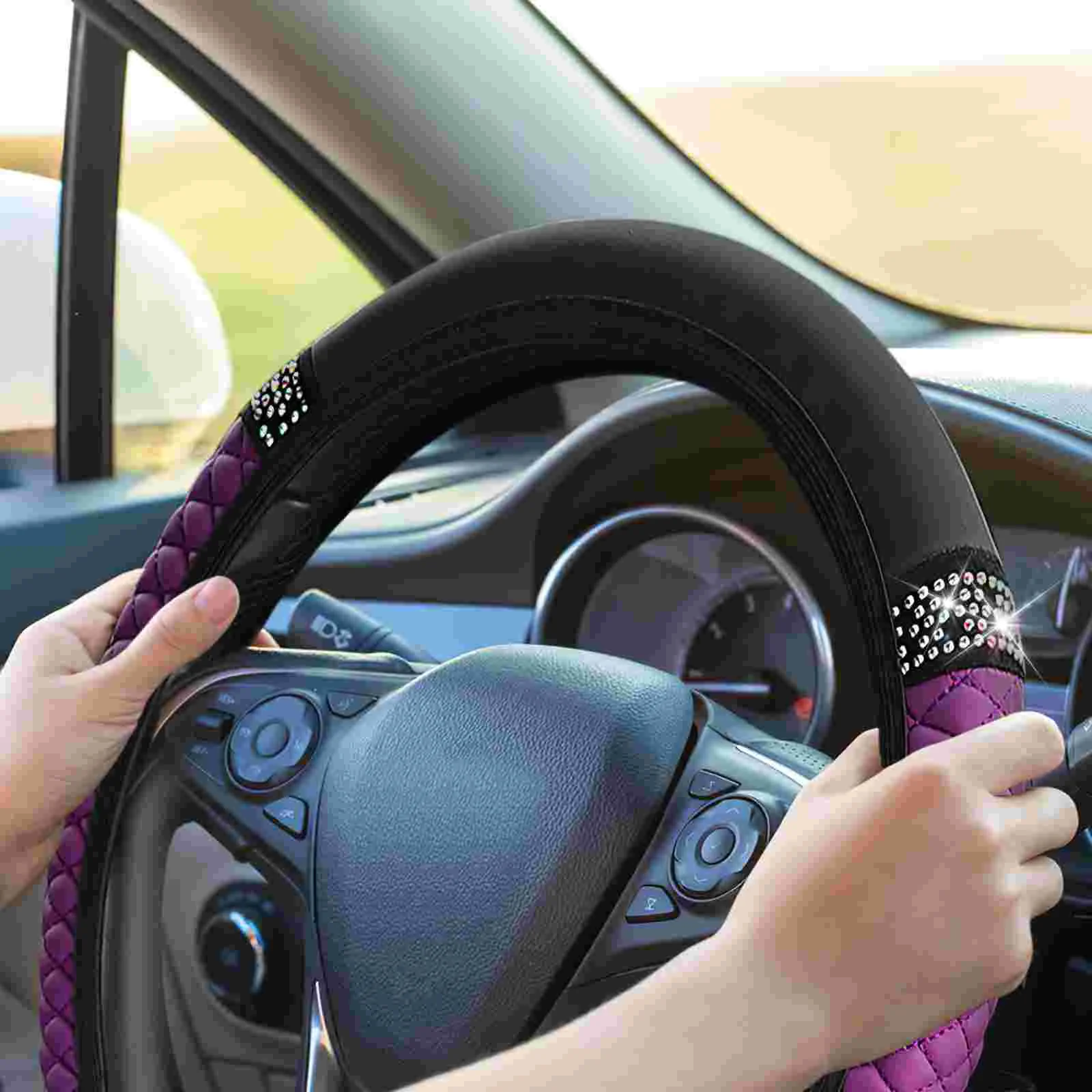 Steering Wheel Cover Covers Female For Car Embroidered Purple Cars Women\'s