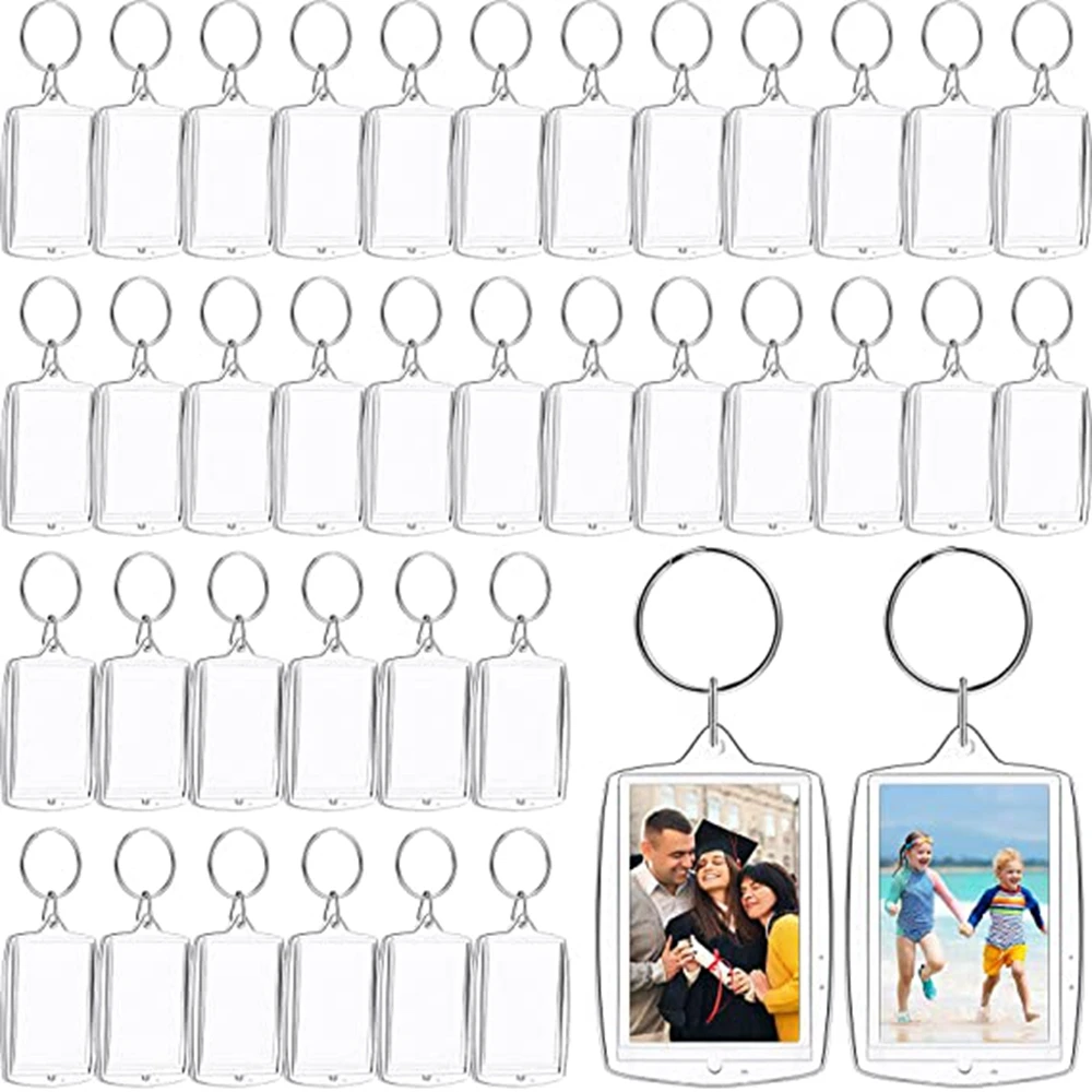 5/10pcs Acrylic Photo Frame Keychain Photo Insert Keychain Acrylic Picture Keychains with Split Ring Photo Snap-in Keychain