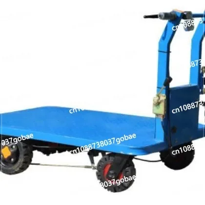 

Four wheeled tram warehouse, small folding tractor, flatbed truck, construction site transportation