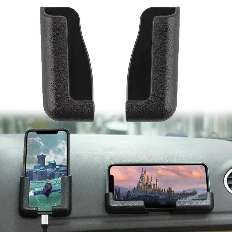 2Pcs Multifunction Phone Holder For Cars Wall Mounted Self Adhensive Sticker Wall Hooks Mobile Phone Stand Auto Storage