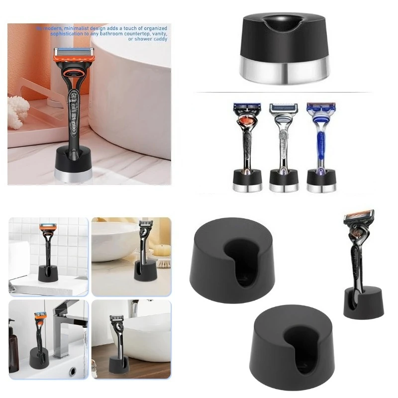 

Razor Holder Compatible Alloy Stand, Razor Storage Contains Drainage Hole Scratch for Various Razor Handles, Compatible Gillette