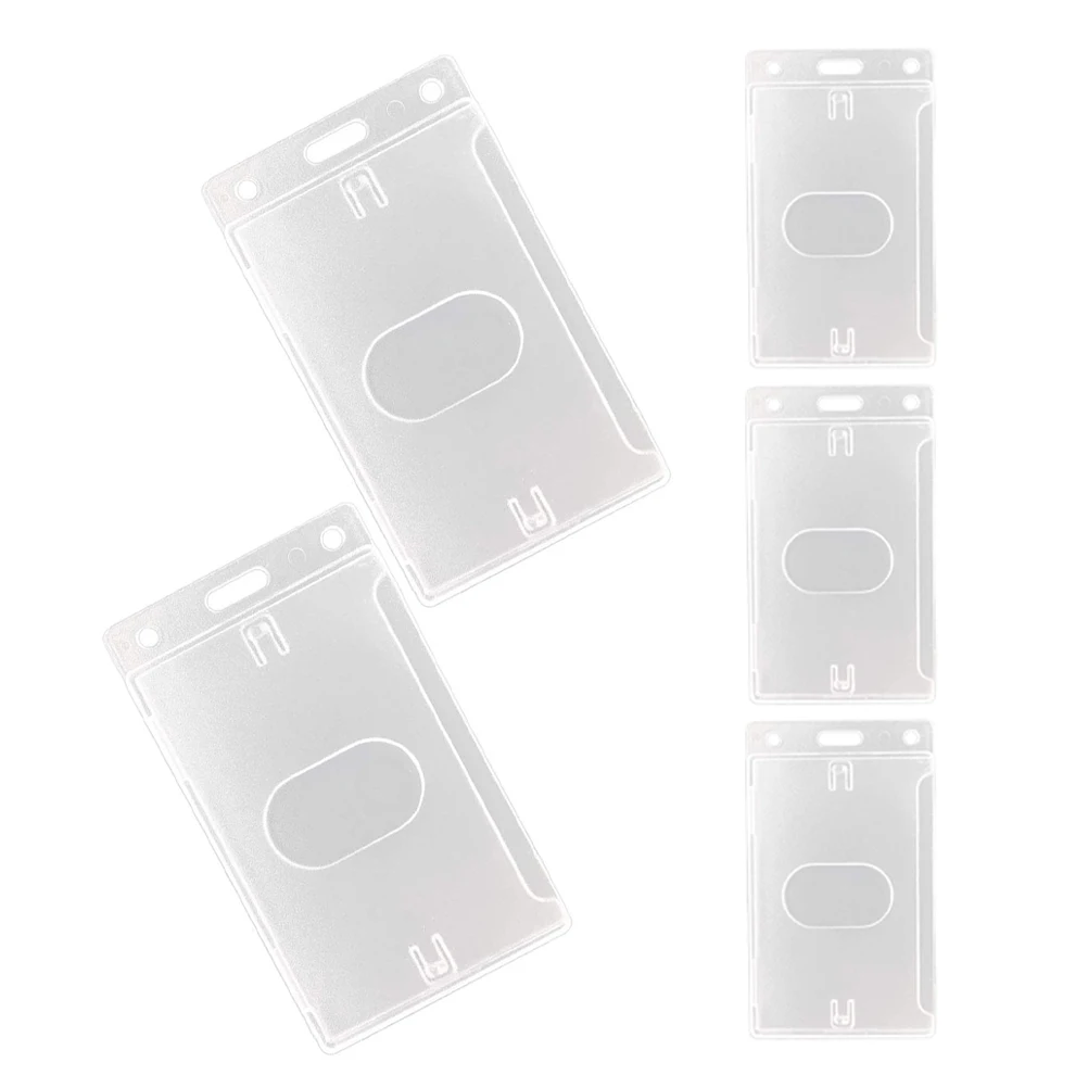 

5pcs Protector Plastic Hard Badge Sleeves Thumb Slot Student Acrylic Stand Lanyard Display Hard Plastic Card Holders Storage